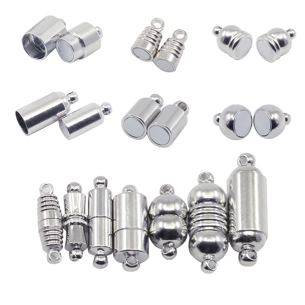 10Pcs/lot Stainless Steel Magnetic Clasps Connector For Leather Cord Necklace Bracelet Connectors For DIY Jewelry Making Finding