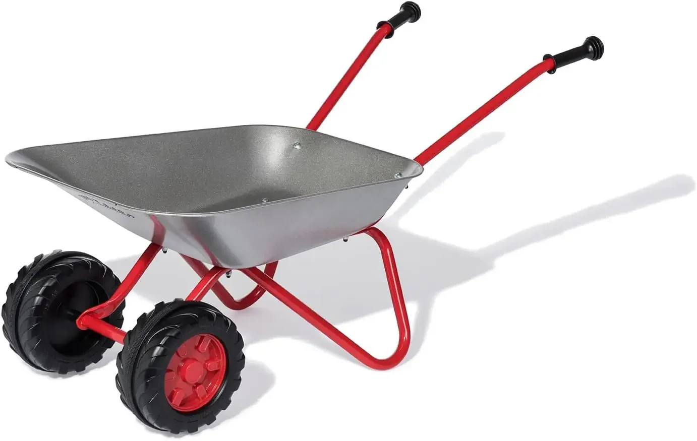 Toys Wheelbarrow with Double Wheel, Comfortable Handles, Holds up to 25 kg, Children Toy from 2 ½ Years, Metal, Silver