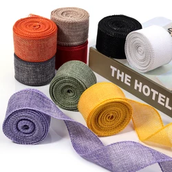 5Yards/Roll Burlap Wired Ribbon Rolls, Wrapping Burlap Ribbon for DIY Christmas Crafts Decoration Wedding(40mm Width)