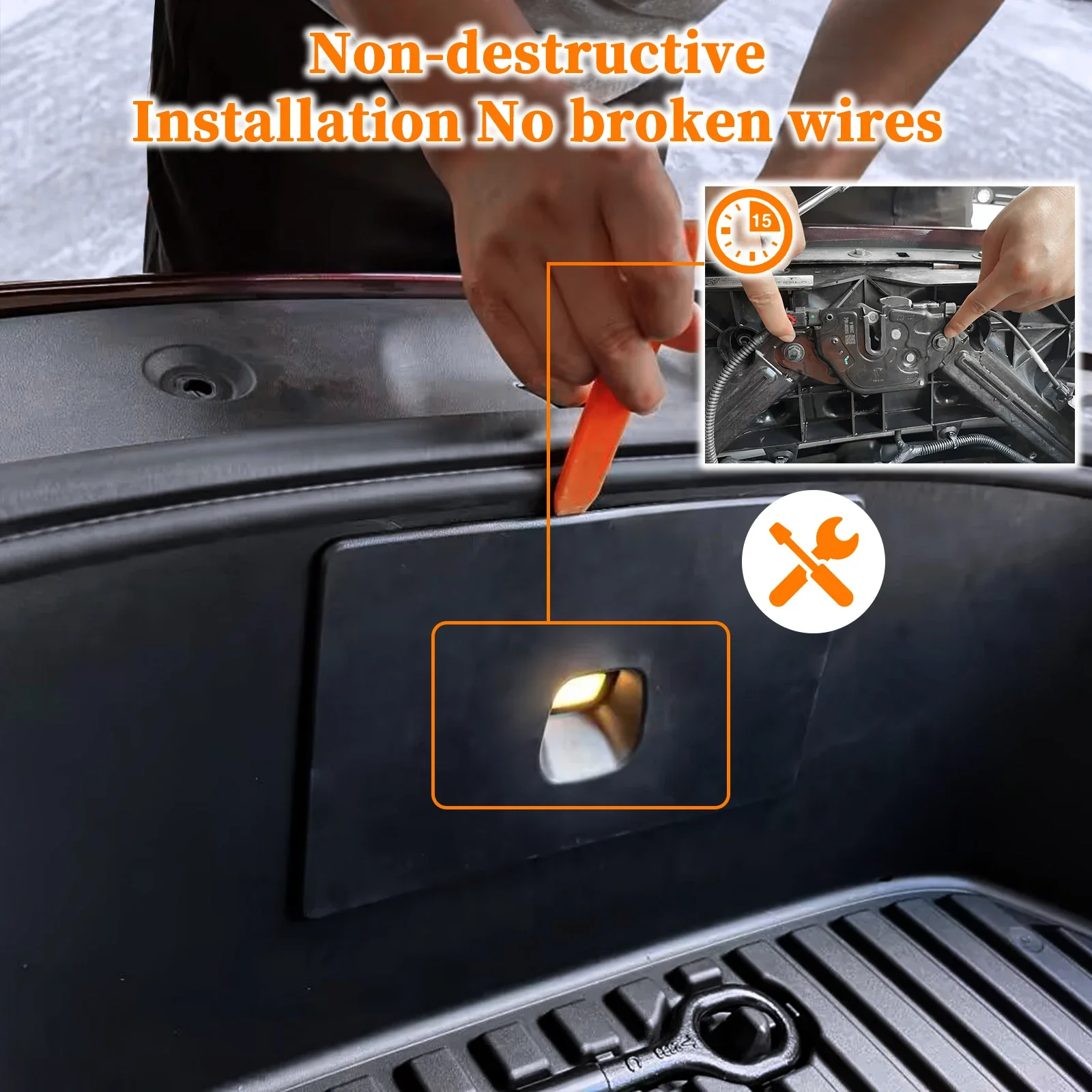 For Tesla Model 3 Y Model 3 Highland 2017-2024 Front Trunk Suction Automatic Adsorption Front Spare Box Electric Lock Soft Close