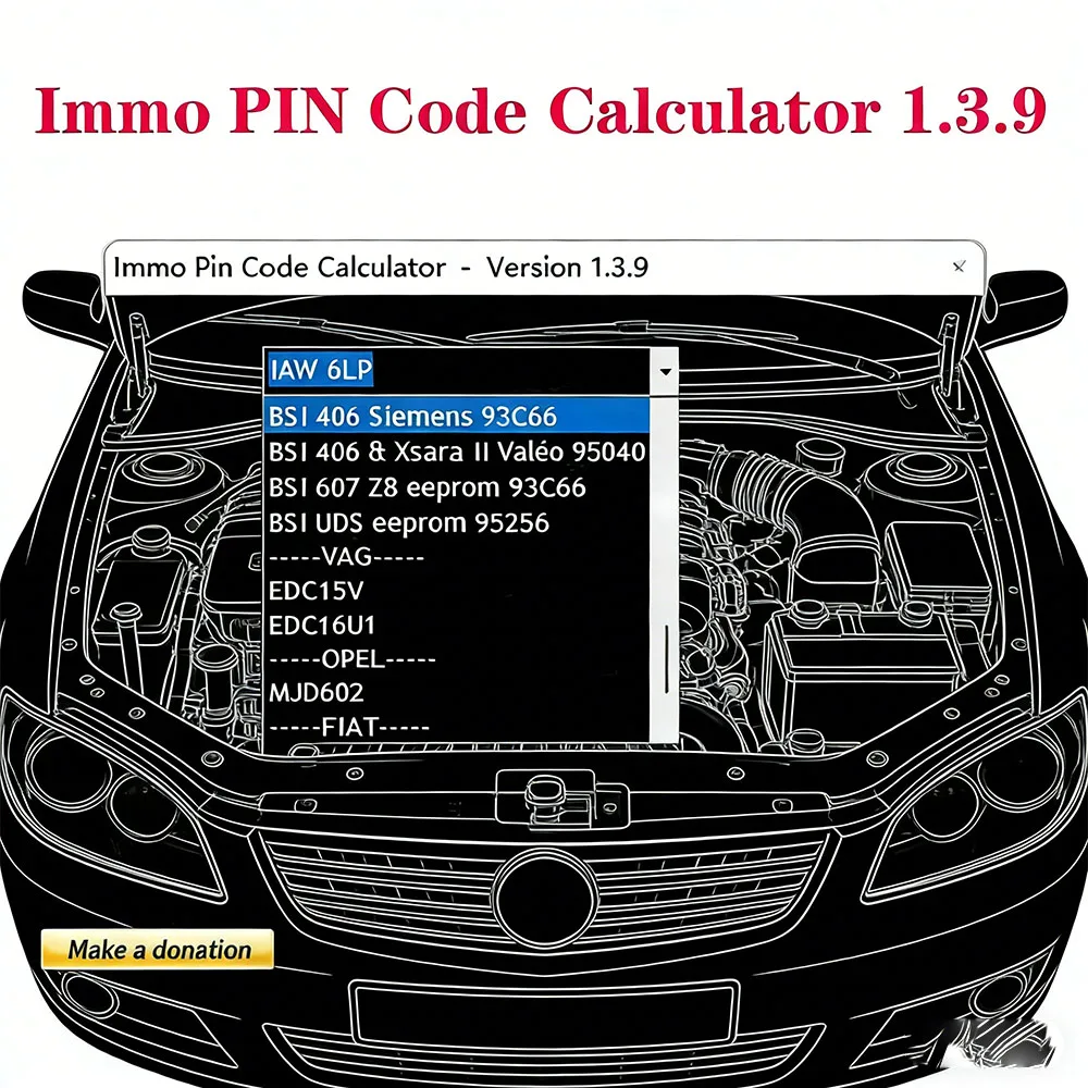 

IMMO Pin Code Calculator V1.3.9 with Keygen OBD2 Scanner Auto Car Repair Software to Decode Pin Code on Many PSA ECU’s Solution