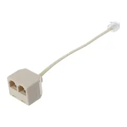 RJ11 to Double RJ11 Socket Female Port Splitter, RJ11 Plug to 2 Adapter Telephone Wire Cat3 6P4C Connector 1 to 2