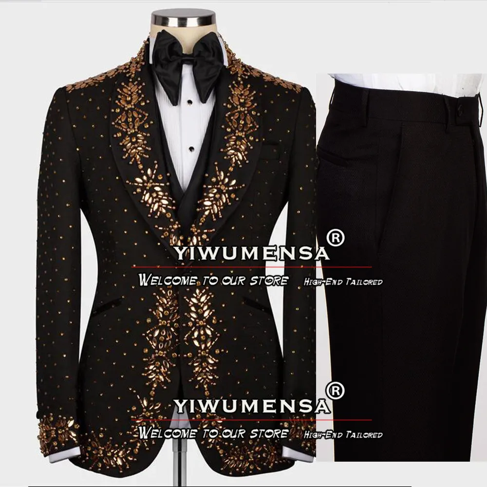 

Эксклюзивные костюмы с бриллиантами и бисером, мужские приталенные однобортные пиджаки для выпускного вечера, вечерние платья из трех предметов по индивидуальному заказу, свадебные смокинги