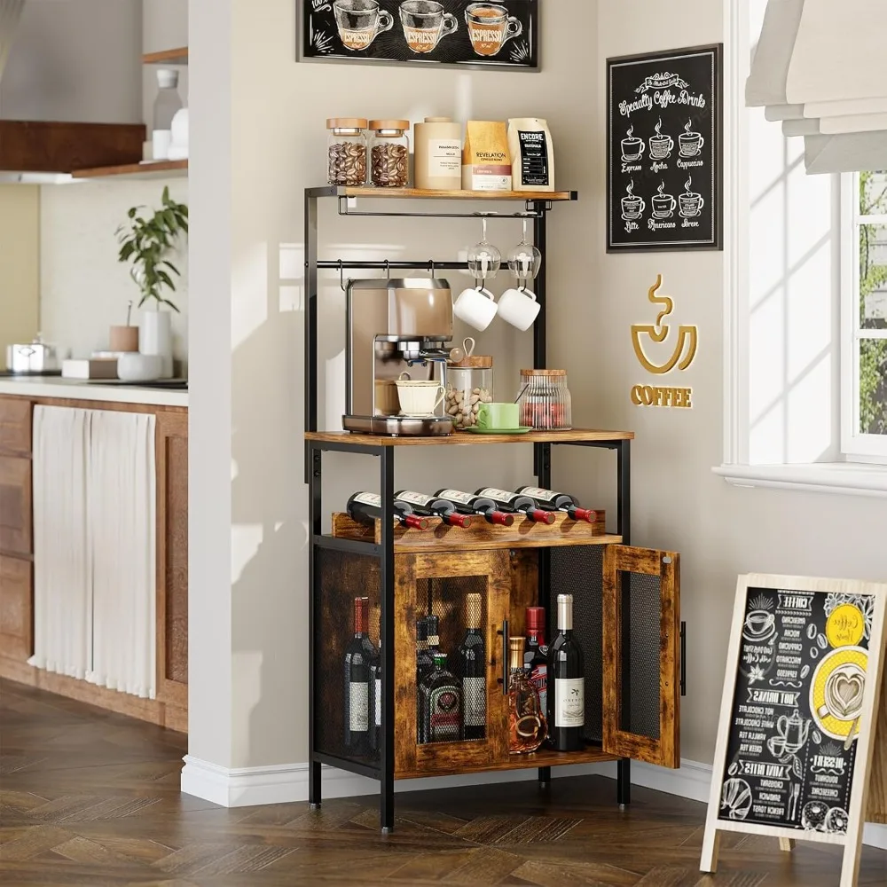 x-cosrack Barschrank für Likör und Gläser, Weinregal, freistehender Boden für kleine Räume, 3-stufige Lagerregale, industriell