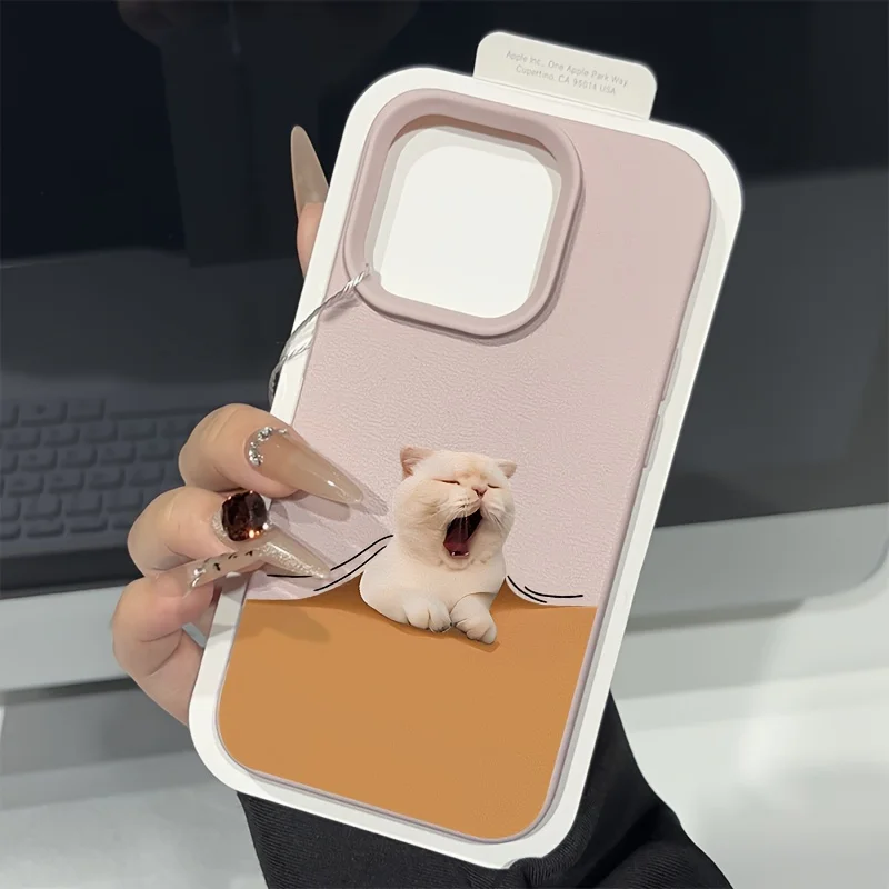 حافظة لهاتف آيفون 16 17 Air 15 14 13 12 11 Pro Max غطاء هاتف ناعم على شكل قطة النوم لهاتف آيفون XS Max X XR 16 Plus Funda #4