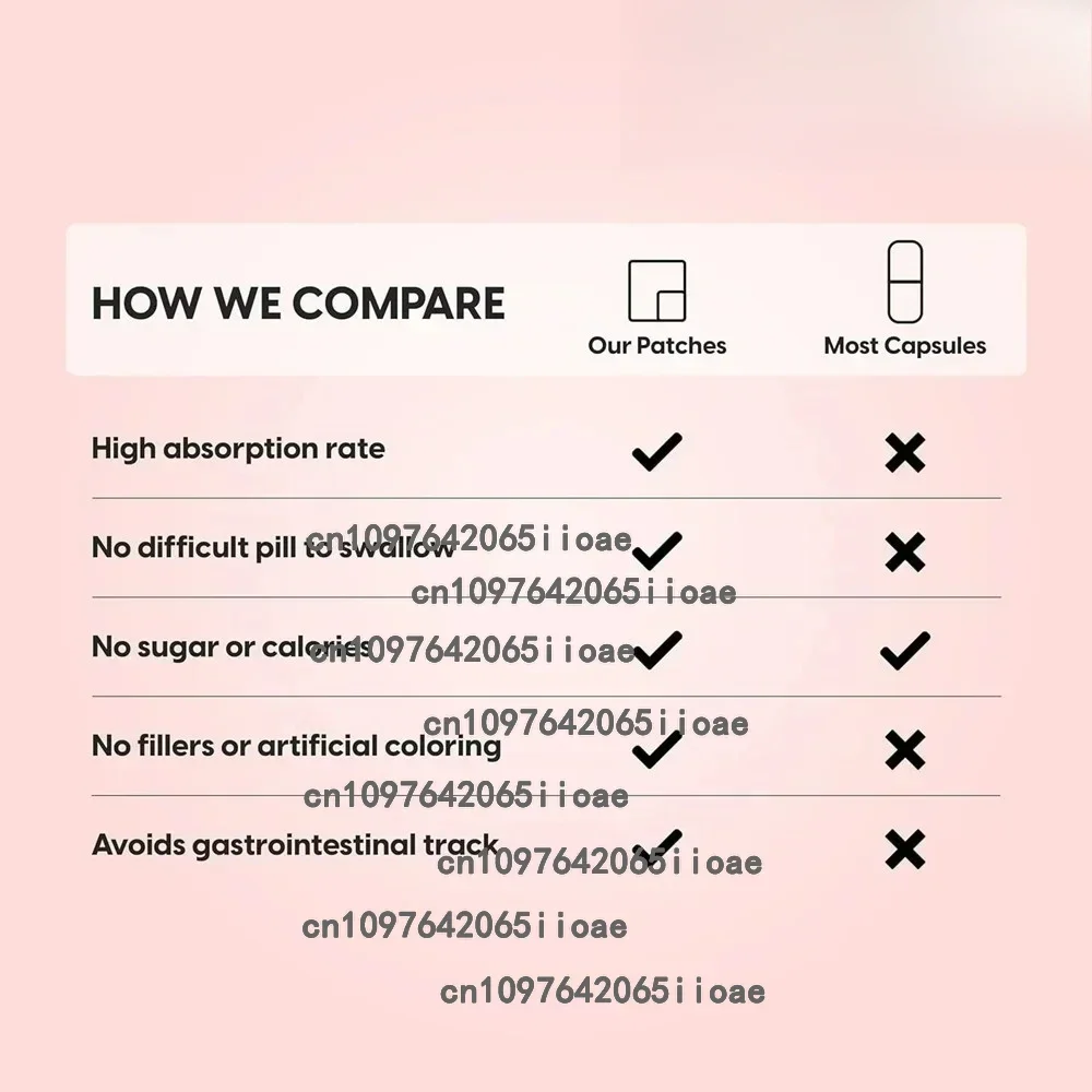 30 Patches Patches Transdermicos de Biotina com Unhas e Cabelo de Colágeno, Pele Radiante, Envelhecimento Saudável