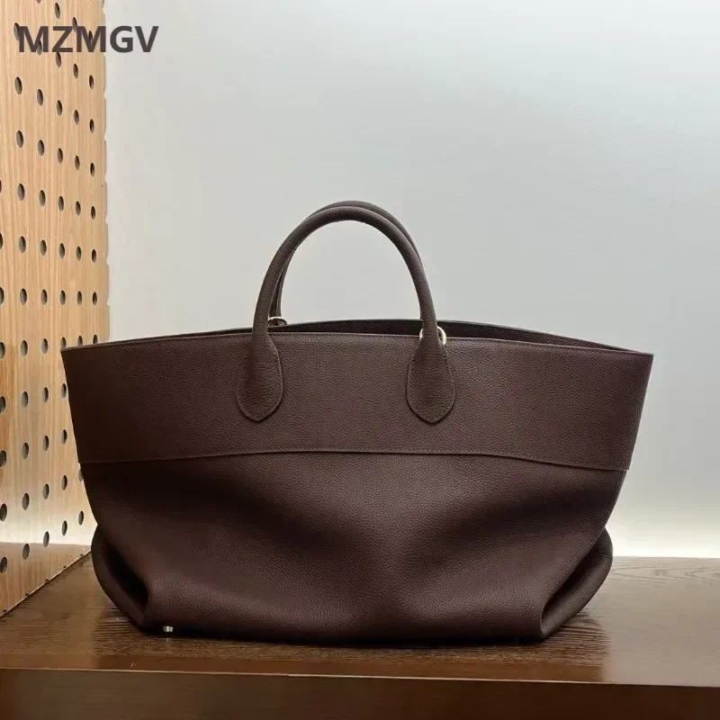 

High Quality Office Lady Business Commuter Top-Handle Tote Bag Simple Genuine Leather Handbag Large Capacity Cowhide Bag Female