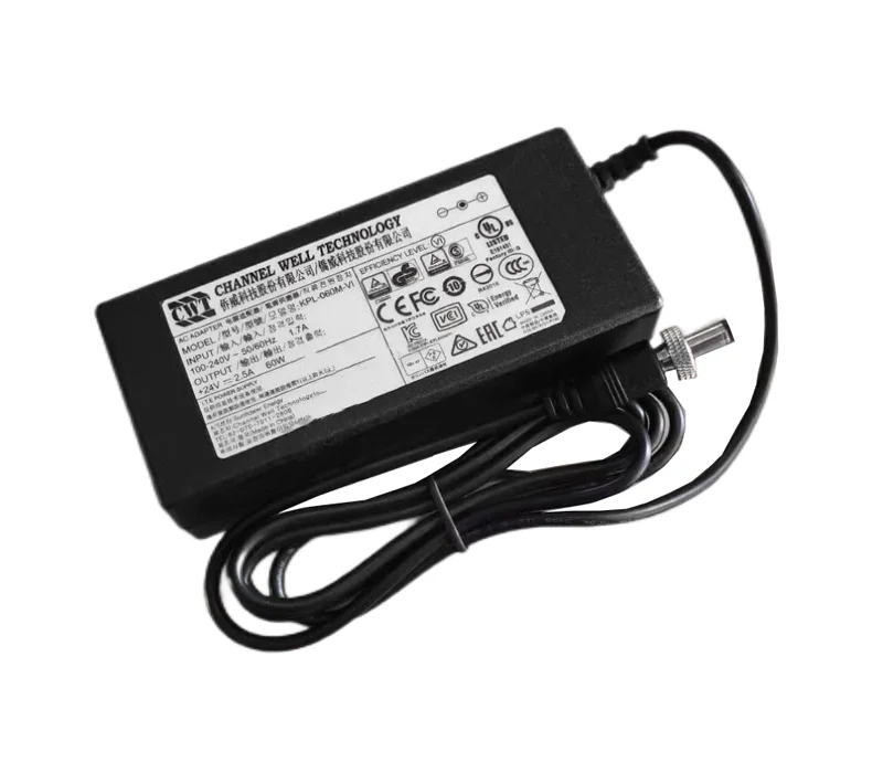 

Power Adapter 24V 2.5A, Barrel 5.5/2.1mm, IEC C14, KPL-060M-VI