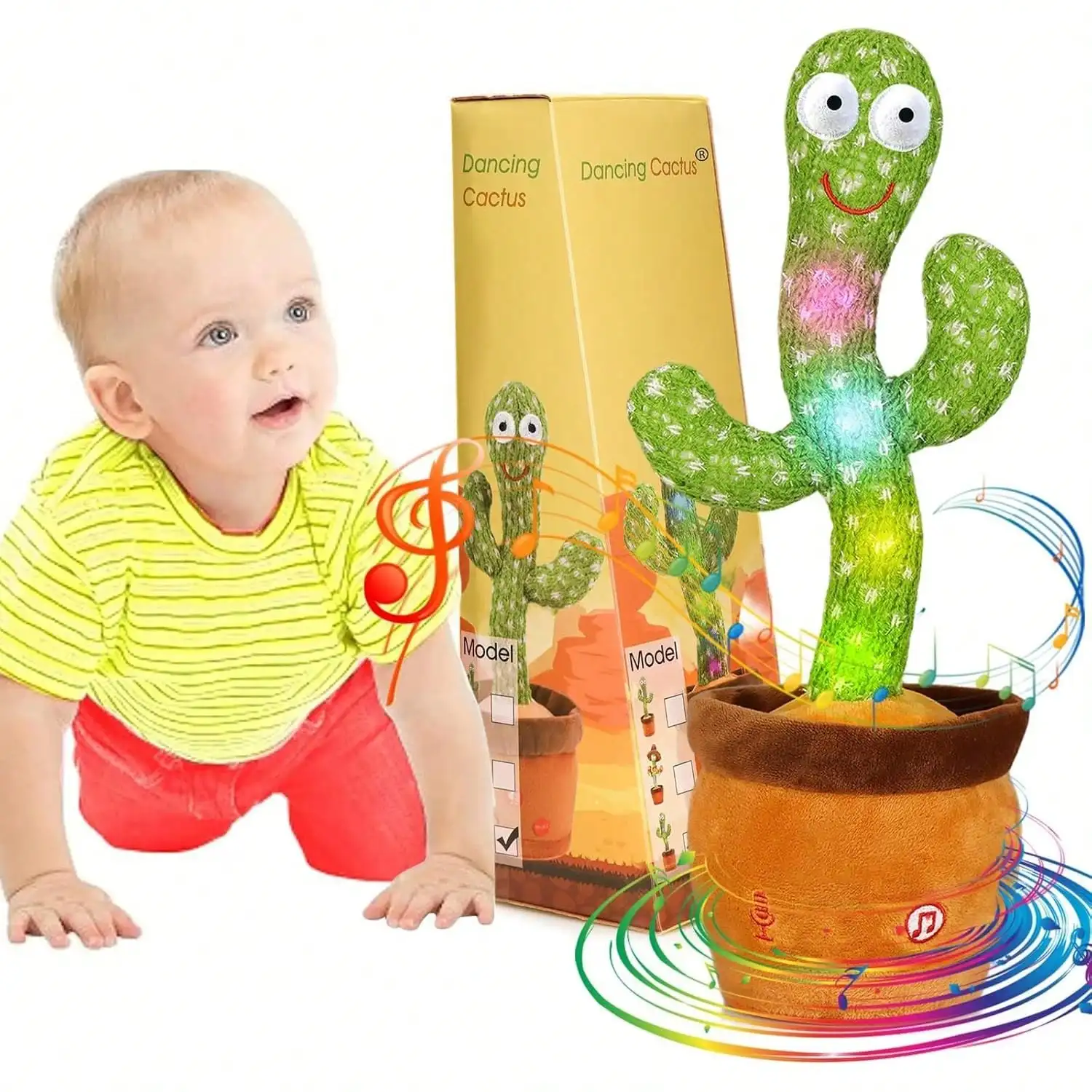 Dancing Talking Cactus Toy, Interactive Mimic Toy Repeats What You Say, Light & Music Singing Cactus Plush Toy, Early Educational Toddler Infant Toy, Great Gift for 6-12 Months Babies, 1 2 3 Year Old Boys Girls, Birthday Holiday Gift
