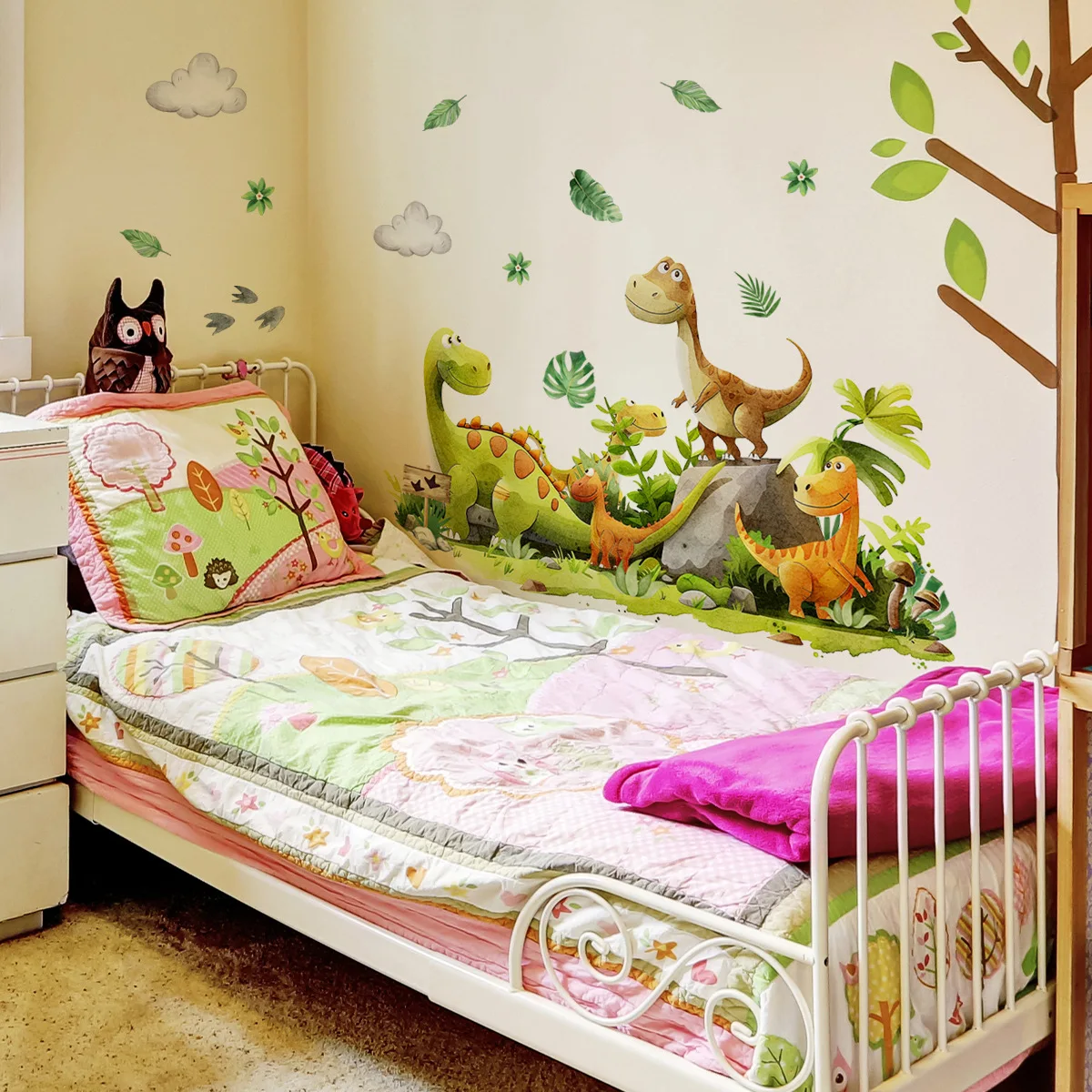 Cartoon Dinosaur Wall Sticker  - огляд і ціна Baby Nursery Green