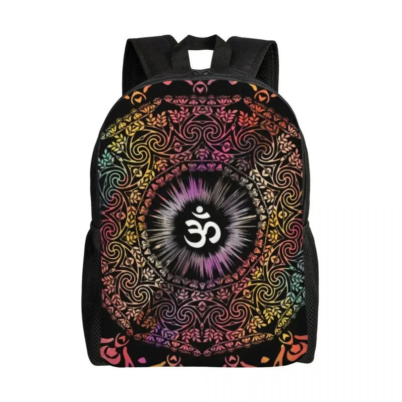 Mandala om Buddhism AUM laptop backpack men women fashion bookbag for college school students Zen yoga meditation bag