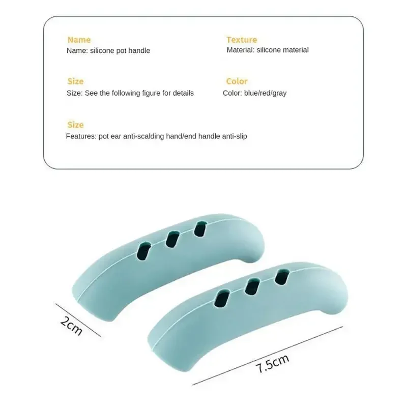 2/8Pcs Heat Resistant Silicone Pan Handle Covers Non Slip Pot Ear Clip Holder Casserole Steamer Kitchen Gadget Tools view 6