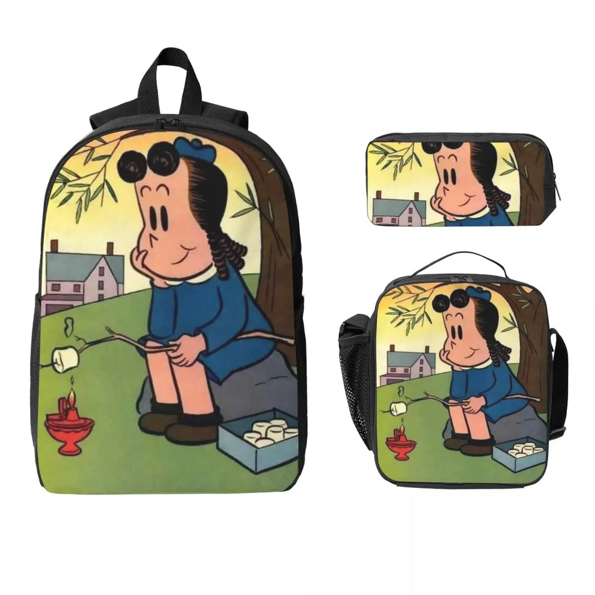 Littles Lulus Kids Backpack Lunch Box Pen Bags for Boys Girls Backpacks Lightweight Schoolbag Bookbag Set