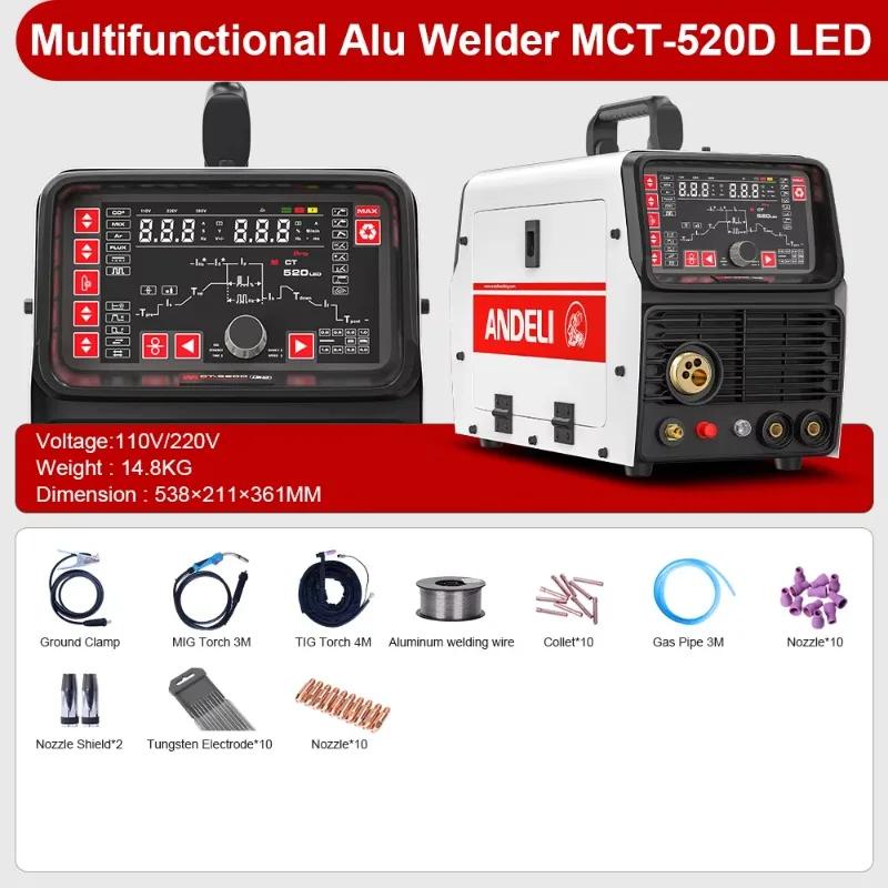 110V 220V LED MCT-520LED 5 In 1 Multi-Function Aluminum Welding Machine