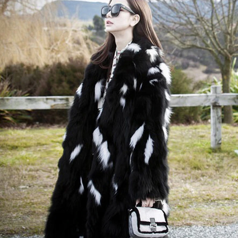 2019 Sexy New Winter Women Fashion Long Ruffles Casual Real Raccoon Fur Knit Jacket Coat Overcoat
