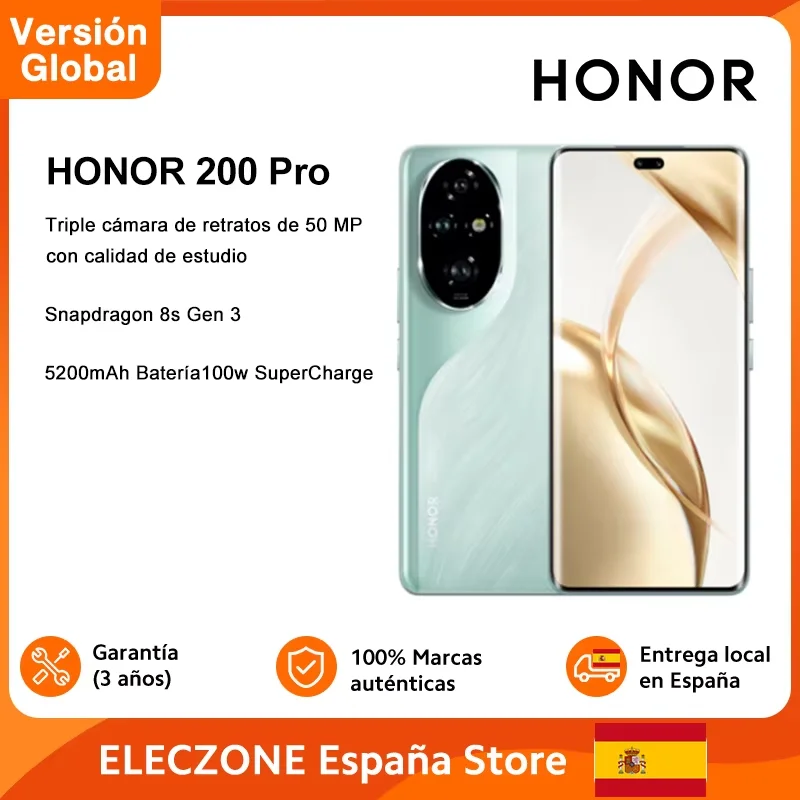 Global Version HONOR 200 Pro 5G Smartphone Snapdragon 8s Gen 3 Android 14 6.78'' AMOLED Display 5200mAh Battery 50MP Main Camera