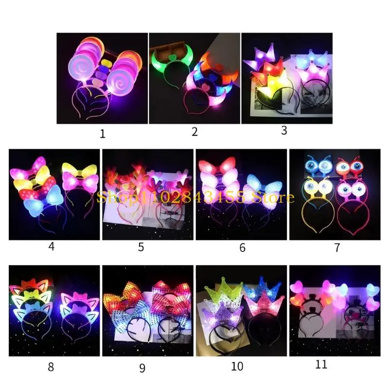 

49MC Delicate Photography Headband Halloween Teens Kids Luminous Multiple Hair Hoop