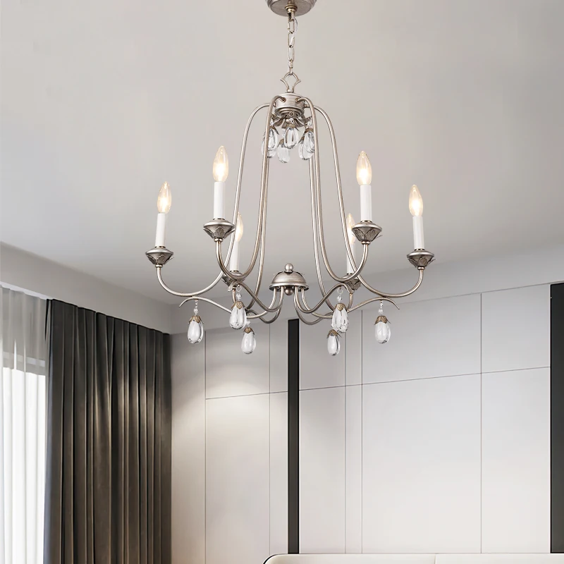 

American country living room lamp dining room cloakroom creative personality French pastoral study bedroom simple crystal chande