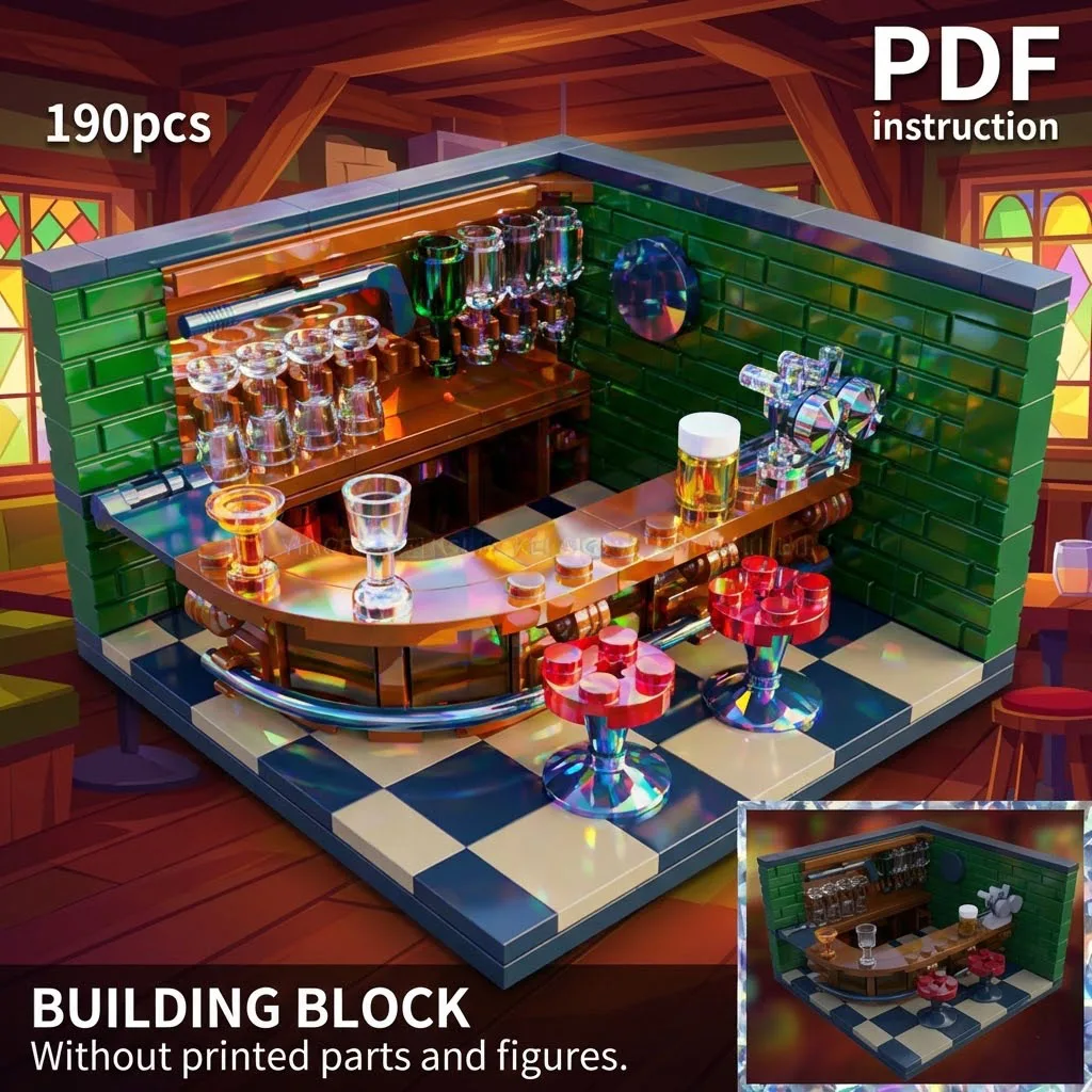 

Birthday Gift Cafe Mini Bar Building Bricks Toy Desktop Display Room Scene