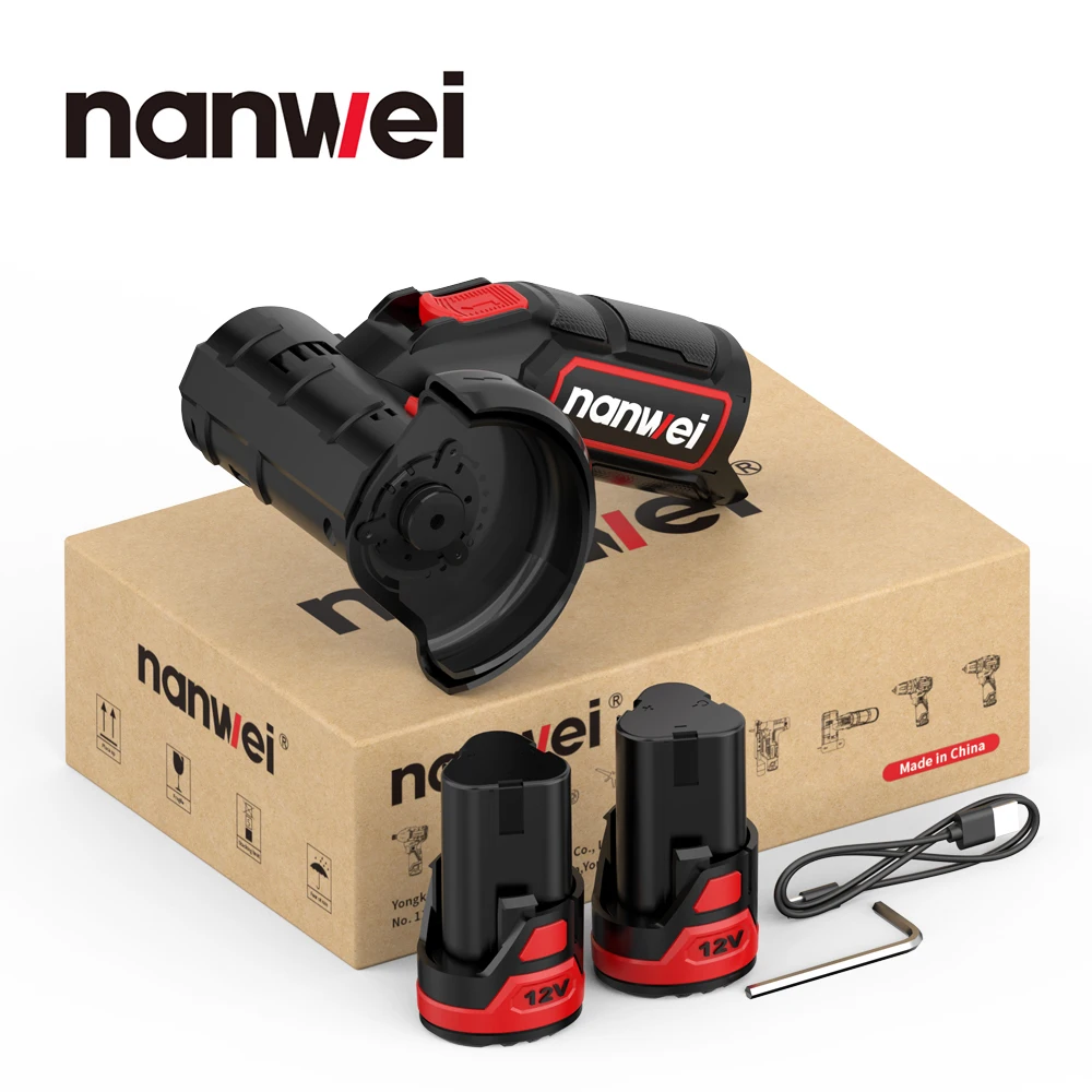 Nanwei Mini Angle Grinder Lithium Electric Mini Hand Grinder Mini Rechargeable 3inch 76mm Polishing Machine Polishing Cutt