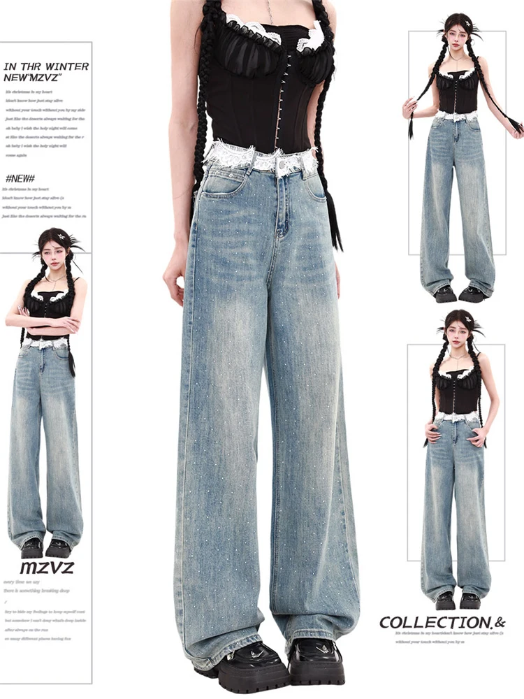 

WCFCX STUDIO Baggy Jeans Women High Waisted Jeans Summer New Wide Leg Denim Pants 2024 Casual Loose Trousers Streetwear Y2K