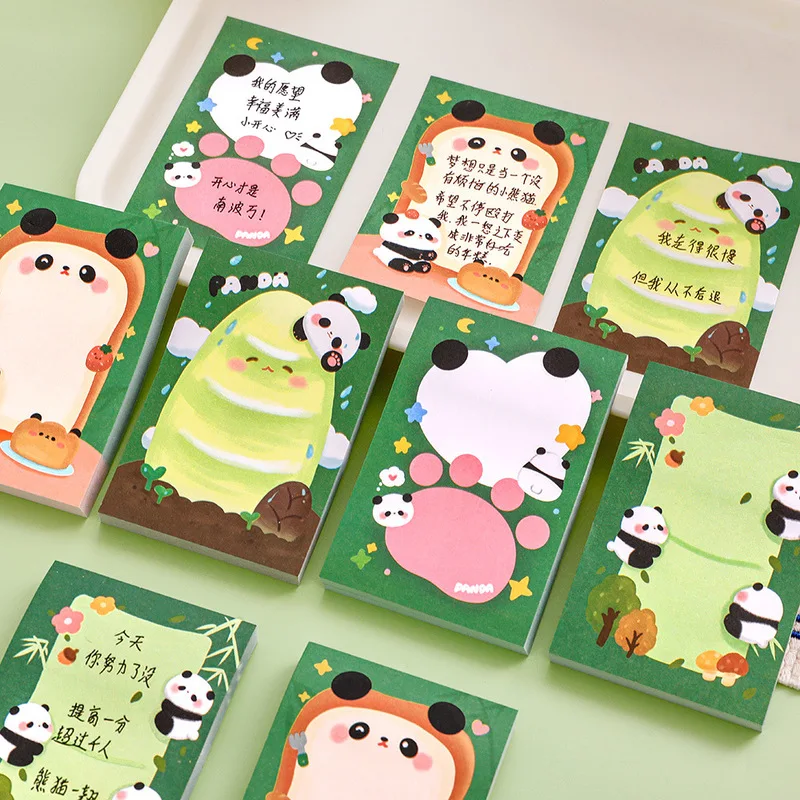 4pcs Cute Panda Sticky Notes Memo Pads 50 Sheets Cartoon Self-Adhesive Note Paper Random Pattern for Students Office Supplies