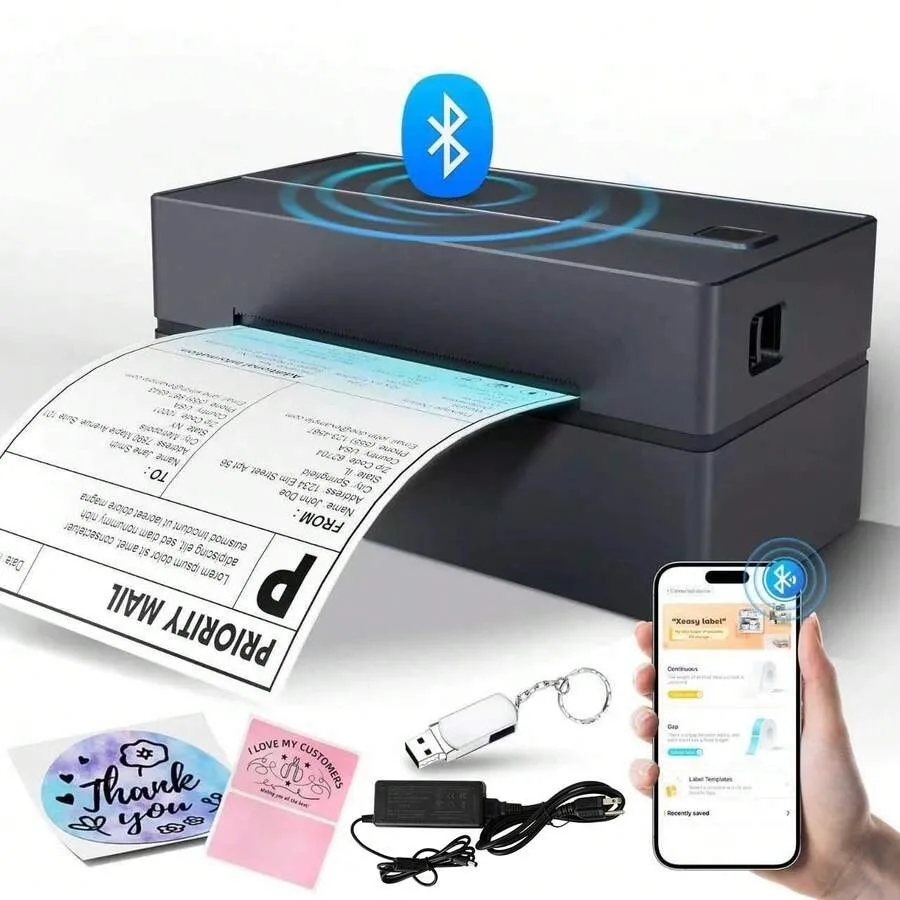 Shipping Label Printer 4x6 Bluetooth Thermal Label Printer For Small Business And Shipping Package, Support Android, IP Ho Ne, W