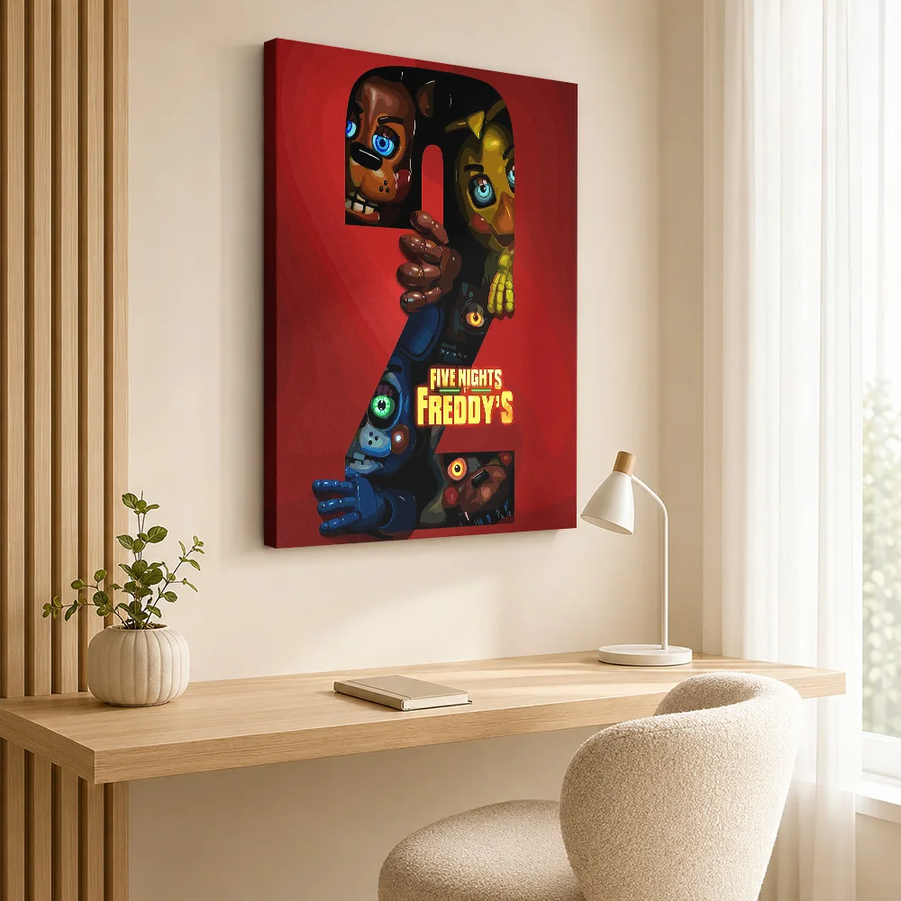 Five Nights At Freddys 2 Framed Canvas Print Posters Bold Style Wall Art With Customized Photo For Gaming Room Ideal Teen Gift