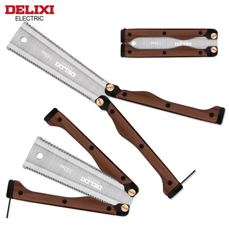 Doppelseitige Klappsäge, japanische Holzbearbeitungs-Handsäge, rutschfester Griff, geeignet für nasses und trockenes Holz DELIXI ELECTRIC.