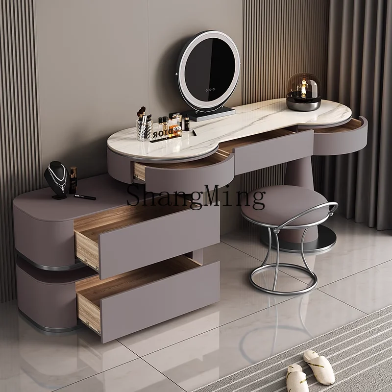 

CLhigh-end small apartment rock slab makeup table integrated table light luxury dresser solid wood simple bedroom