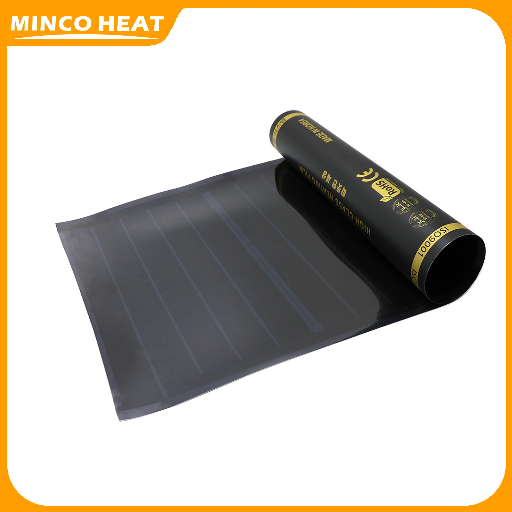 Minco Heat 50cm Width AC220V 240w/m2 Graphene PTC  Infrared Underfloor Heating Film For Electric Warm Floor Mat Made in Korea