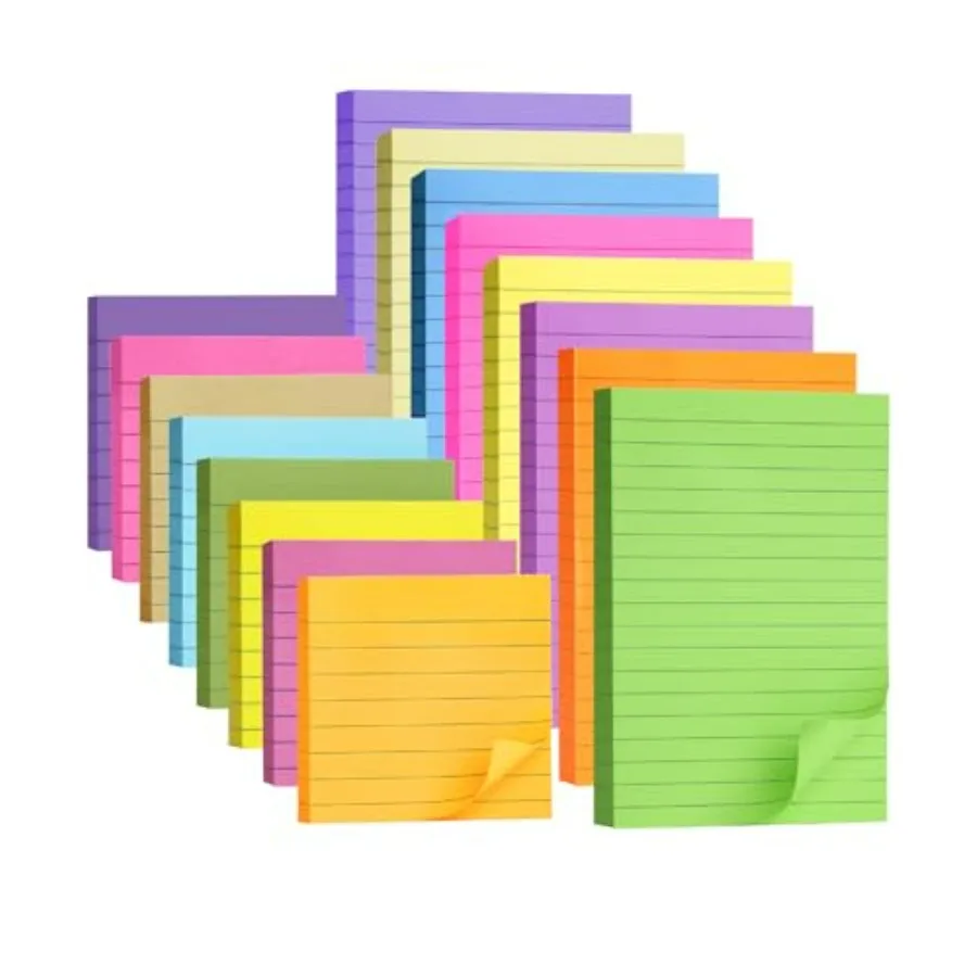 

- Lined Sticky Notes Set, 16 Pads, 4"x6" and 3"x3", 720 Sheets, Sticky Notes with Lines, Ruled Post Stickies, Memo Pads, Self-S