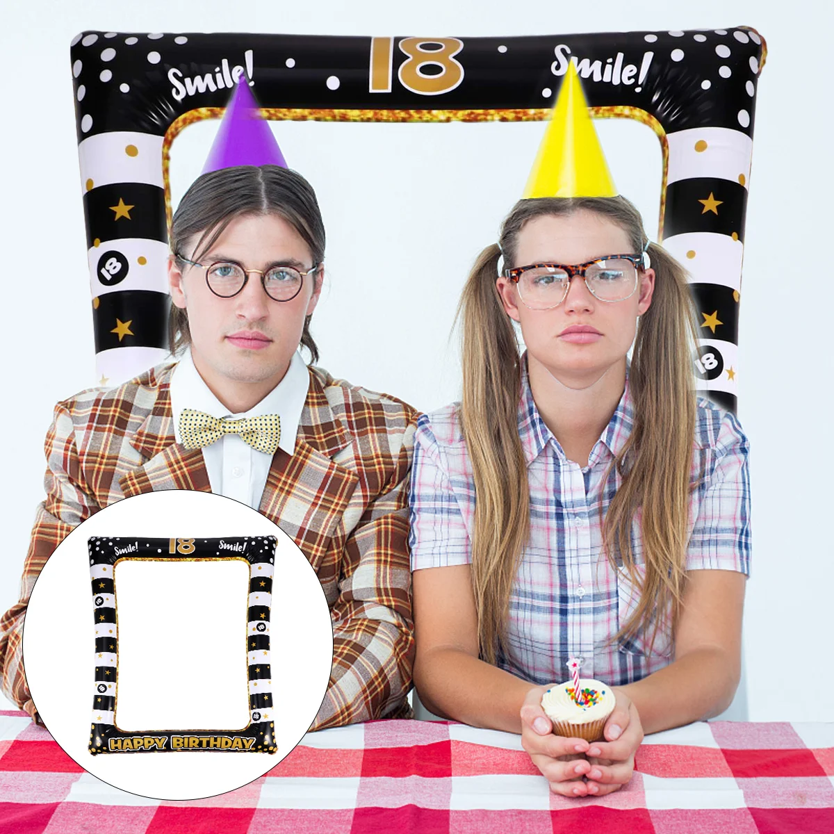 1pc Inflatable Photo Frame Birthday Party Supplies PVC Plastic Selfie Photobooth Props Child Friendly Costume Decoration