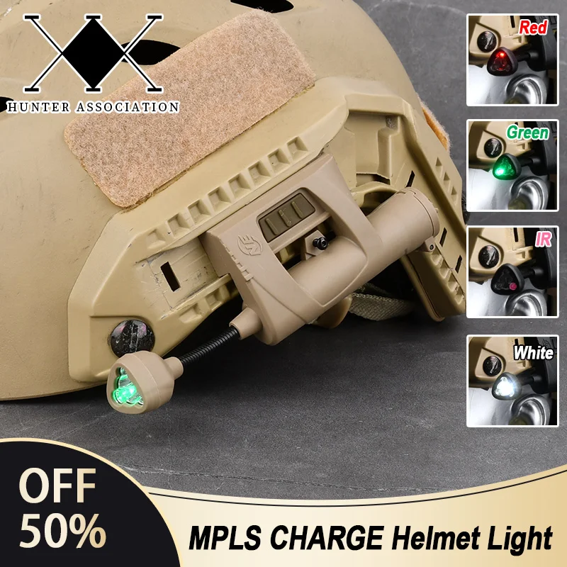 Tactical Fast Helmet Light MPLS CHARGE 4 Modes Red Green White IR Helmet Lamp Hunting Signal LED Military Flashlight