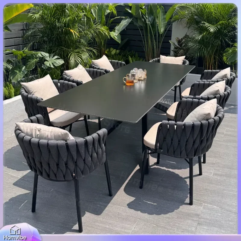 Nordic Outdoor Rattan Dining Set Balcony Garden Terrace Cafe Table and Chairs Leisure Patio Furniture Courtyard Bistro Tea