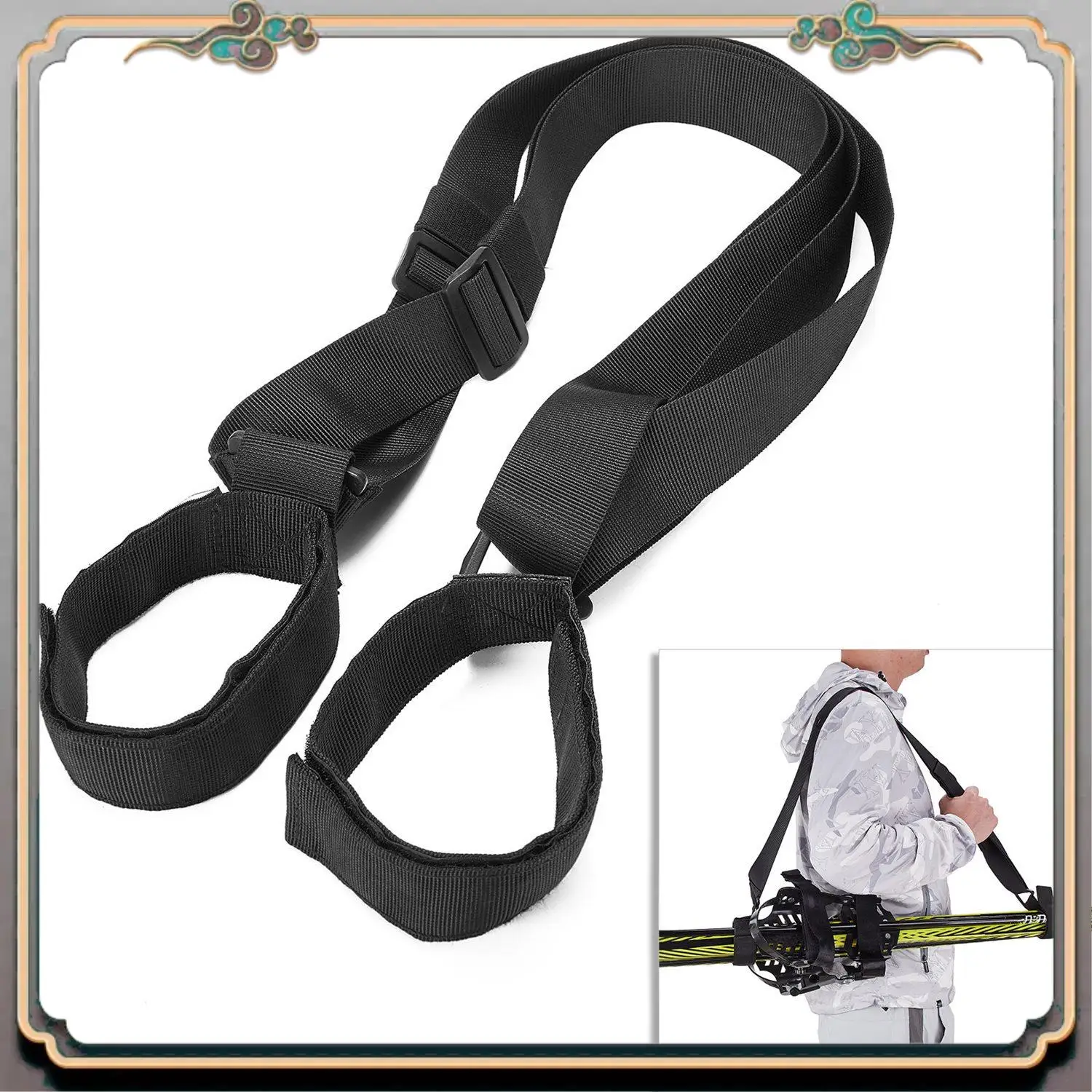 

Прочный лыжный плечевой ремень, регулируемый лыжный рюкзак, переноска для лыжного ремня для мужчин, женщин и детей