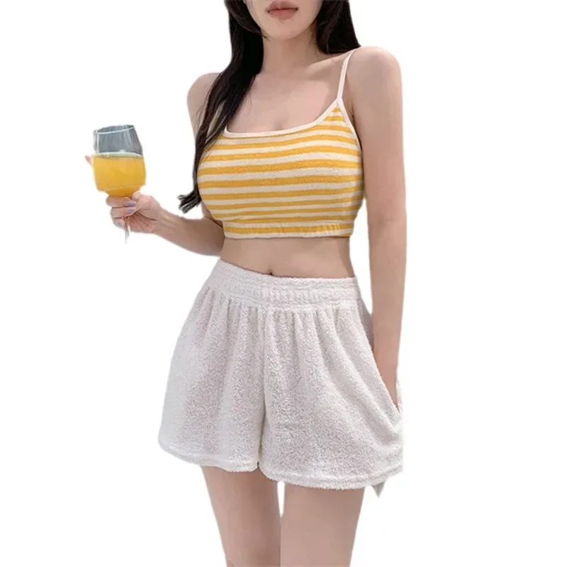 التايلاندية Ins نمط مخطط الحرارية ثلاث قطع مجموعة البكيني مثير ملابس السباحة النسائية انقسام تصميم من البر الرئيسي الصين ملابس السباحة النسائية