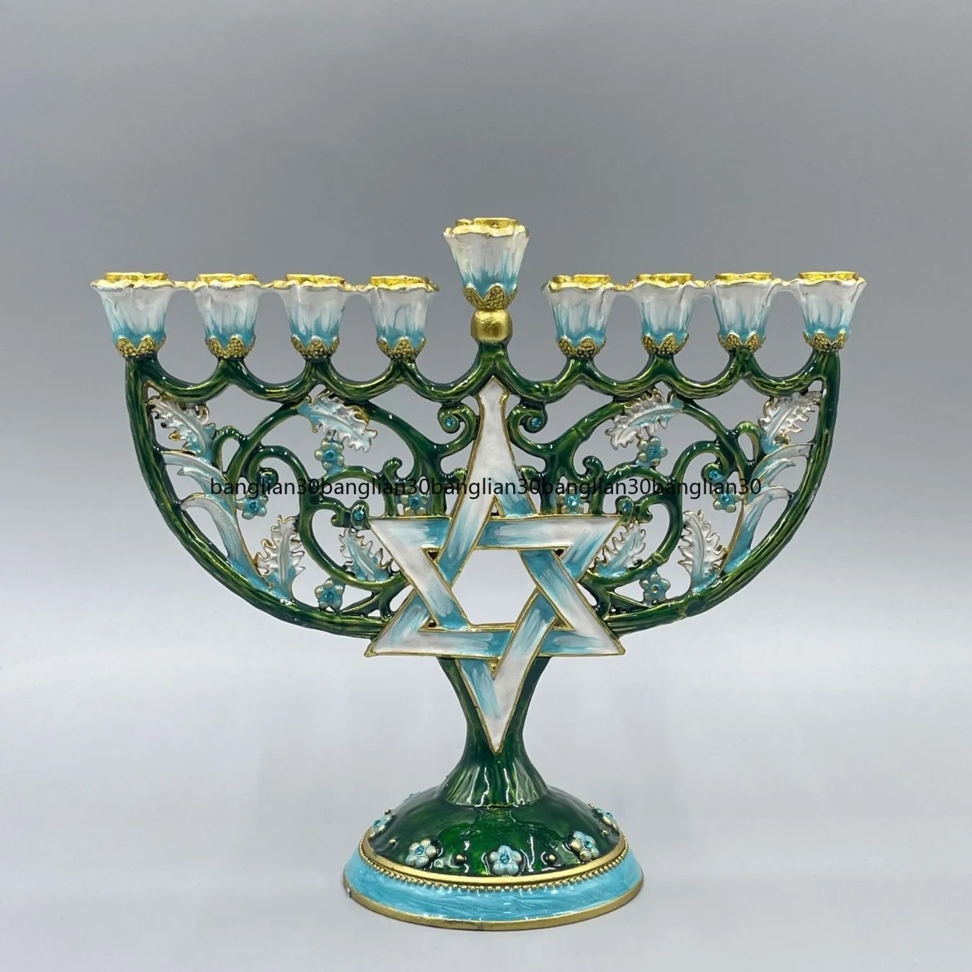 

Эмалированный металлический подсвечник, эмалированный подсвечник с ручной росписью, орнамент, стол для гостиной, подарок ручной работы