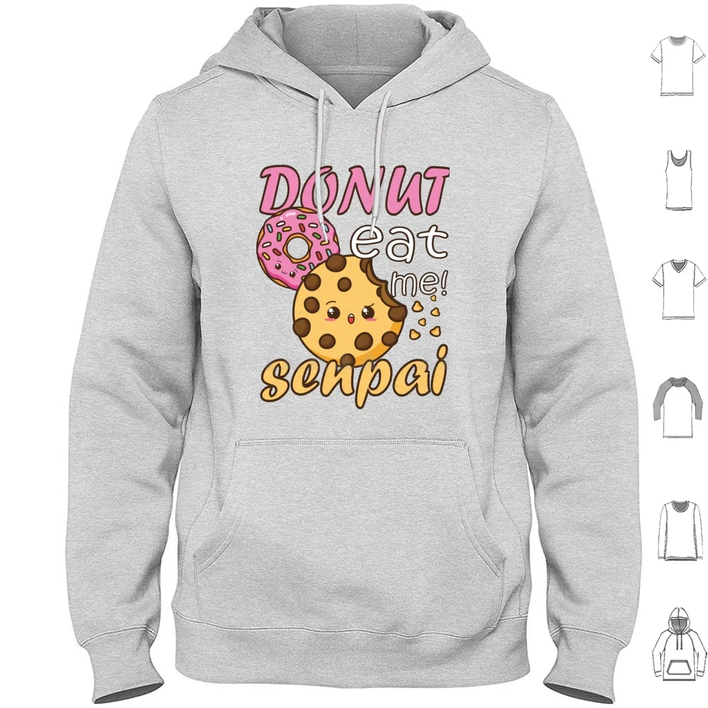 Kawaii Donut Cookie Anime Senpai Hoodies Long Sleeve Kawaii Cute Anime Funny Japan Japanese Manga Animal Cartoon Love