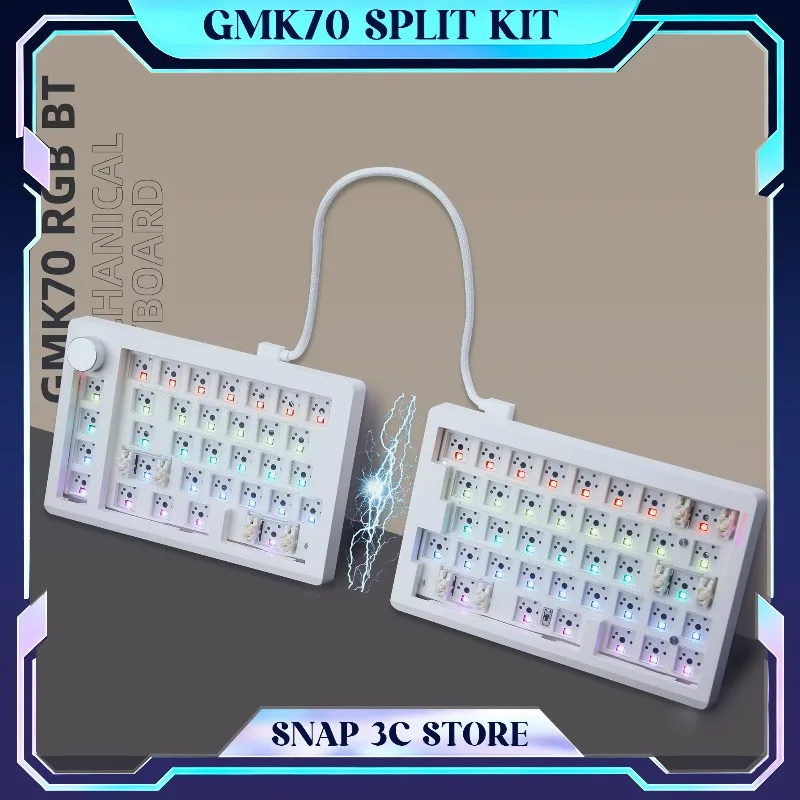 GMK70 Split Mechanical Keyboard Kit Tri-Mode Bluetooth 2.4G Hot-swap Gasket Mount 70% Layout Creamy Sound Custom Keypad for Mac