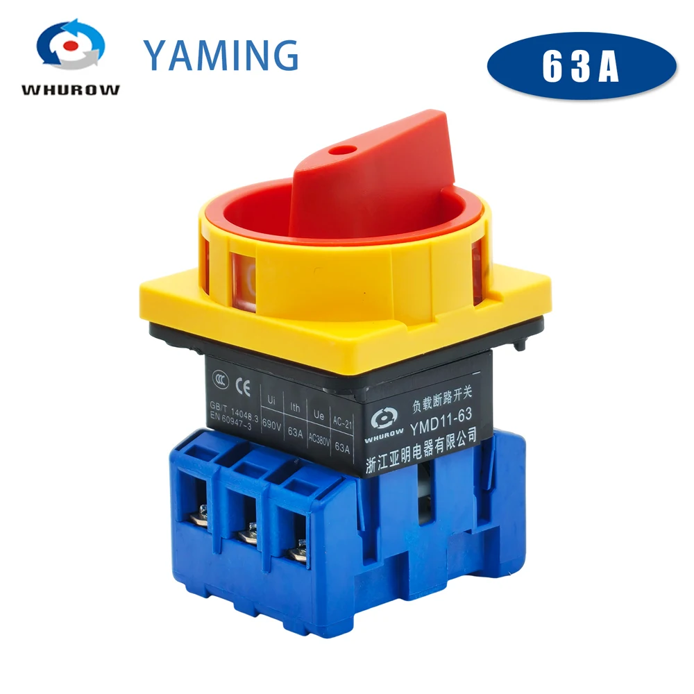 63 Amp 690V Isolator Switch 3P Main Motorized Rotary Pad Lock On-off Power Switches YMD11-63A Replace LW30