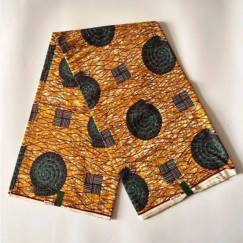 2024 100% cotton high quality African Ankara wax print fabric for making dresses Ghana real wax fabric 6 yards