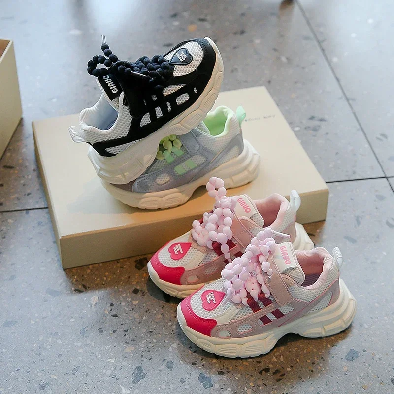 Kinder Sportschoenen 2024 Lente Herfst Nieuwe Jongens Meisjes Papa Schoenen Ademende Baby Casual Schoenen Zwart Maten 26-36