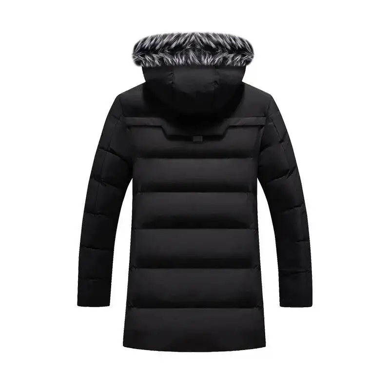 Erkek Katı Pamuk Dış Giyim Mont erkek Kalın Polar Kış Ceket Moda Kürk Kapşonlu Sıcak Pamuk Parka Rüzgarlık Artı Boyutu 6XL