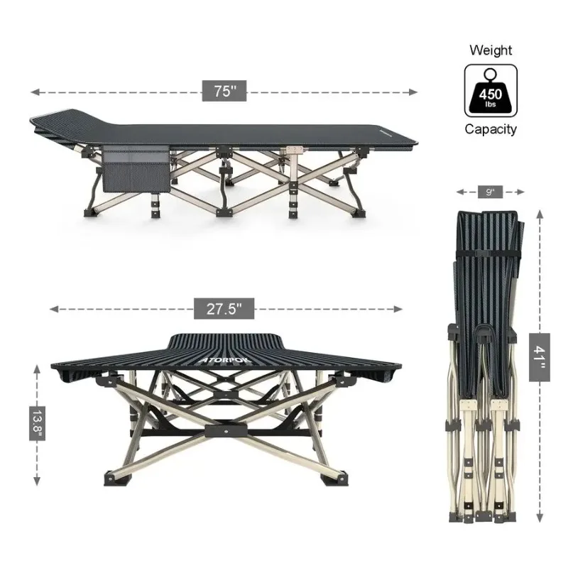 Camping Cot for Adults Comfortable, Tent Folding Cot for Sleeping, Lightweight Folding Bed with Carry Bag for Kids Supports 450