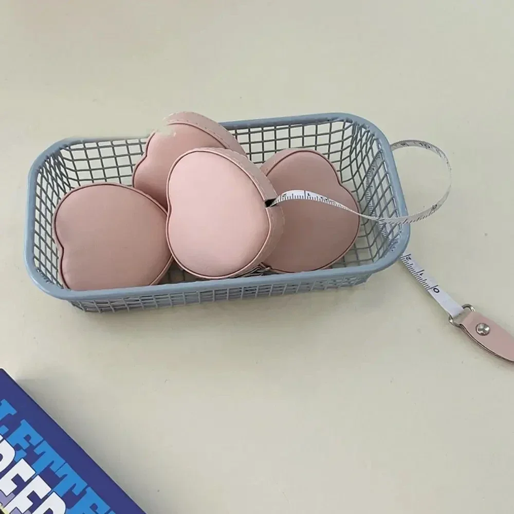 1/3/5Pcs Trendy Heart-shaped Leather Tape Measure with Automatic Stretching At Home Measuring with A Soft Ruler of 1.5 Meters