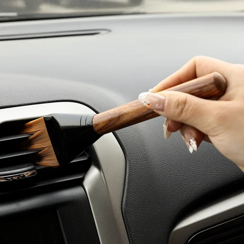 Car Interior Cleaning Brush Black Ebony Wood Car Cleaning Auto Detail Tools Dashboard Air Conditioning Vents Soft Cleaning Brush