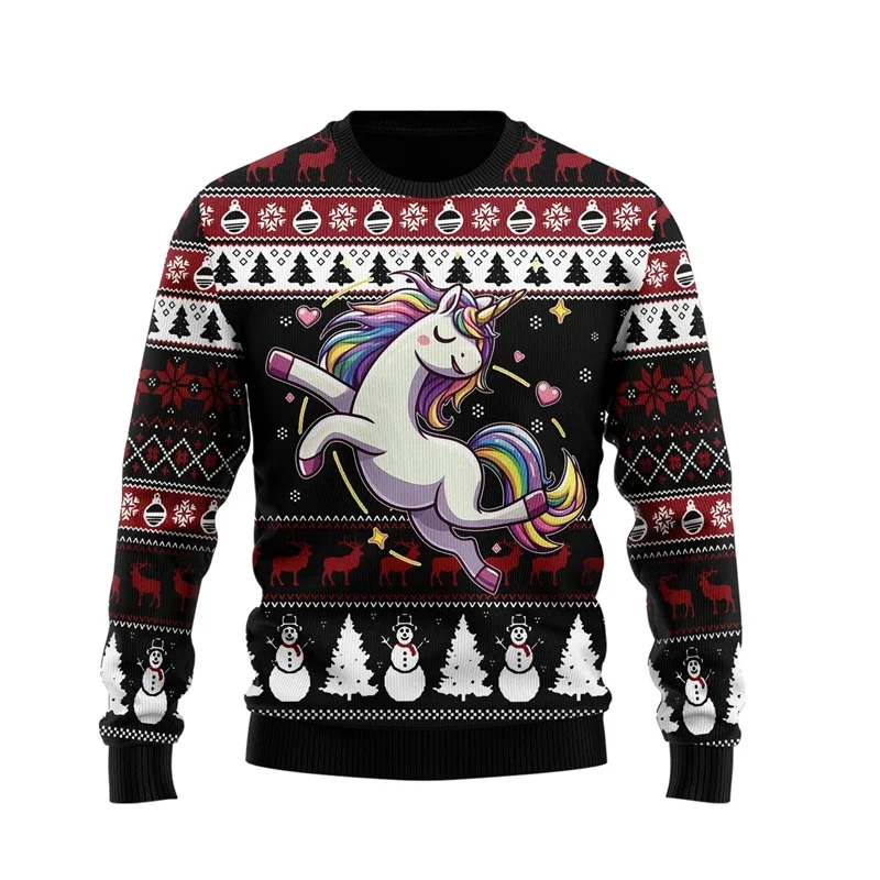 Fashion Unicorn Ugly Christmas Sweater Trend Men Women 3D Printed Xmas Sweatshirt Casual Streetwear Oversized Pullover Tracksuit