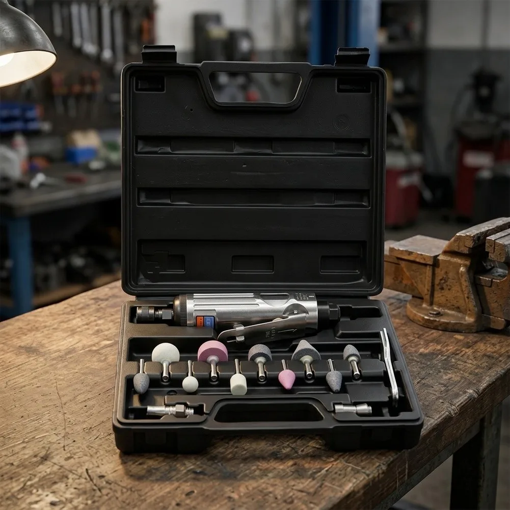 Pneumatic Air Die Grinder 25000RPM With 3mm 6mm Collet For Metal Polishing Engraving And Grinding For Tool Kit With Box