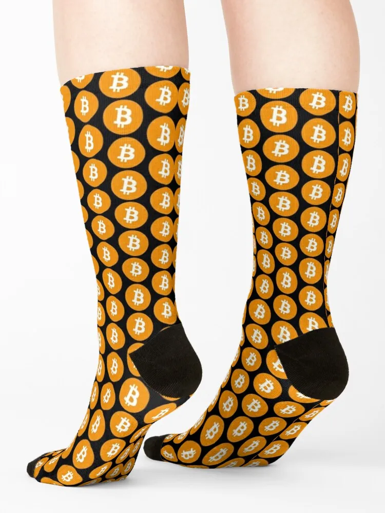 Bitcoin logo. Orange Bitcoin Logo. Socks custom sports Thermal man winter winter thermal retro Socks Men Women's